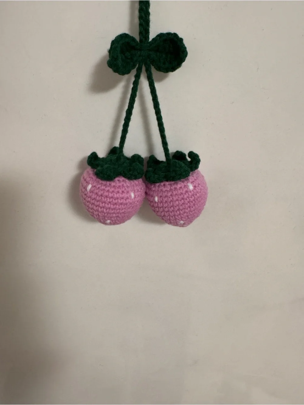 Handmade Pink Crochet Strawberry Charm